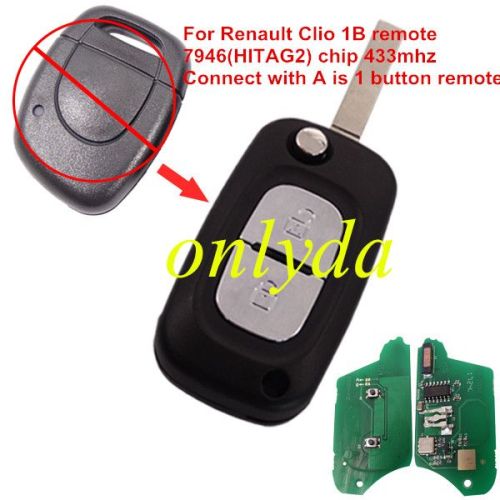 For Renault Clio 1 button remote 7946(HITAG2) chip-433mhz