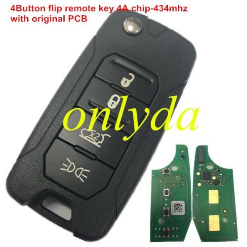 For 4B flip remote key 434mhz with 4A chip with OEM PCB and after market keys shell