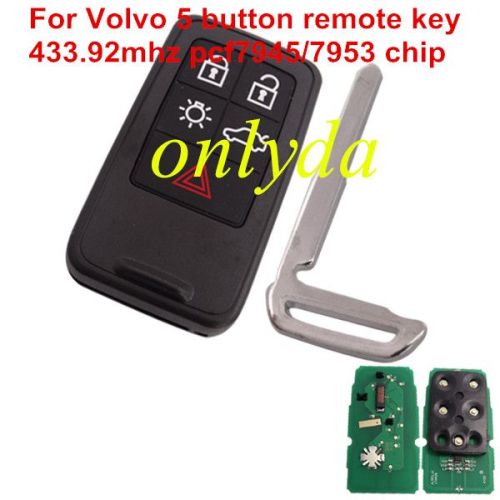 For Volvo 5 button remote key with 433.92mhz PCF7945/7953 chip