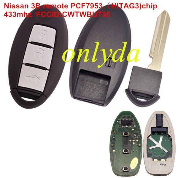 For Nissan 3B remote 433mhz PCF7953（HITAG3) chip FCCID:CWTWBU735