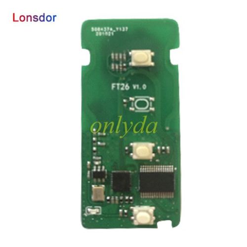 Lonsdor 314.35/312 / 315.12MHz/433.92 Smart Remote Keyless Car Key FT26-0030 Go Control Transmitter Circuit PCB 8A Chip,can use KH100 machine to adjust the model and frequency