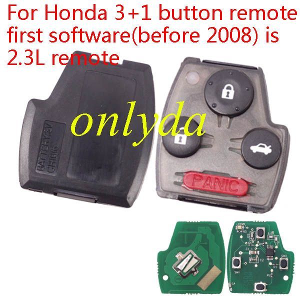 Honda 3+1 button remote key 315mhz/ 313.8mhz/ 434mhz