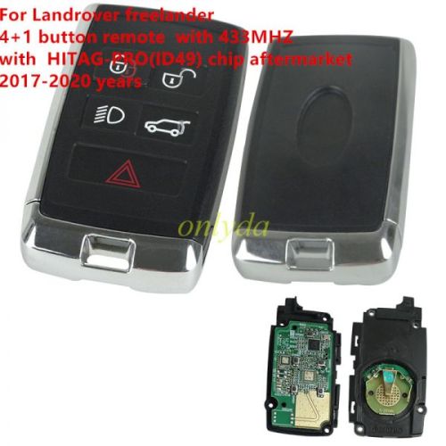 For Landrover freelander 4+1 button remote with 433MHZ with HITAG-PRO(ID49) chip aftermarket 2017-2020 years