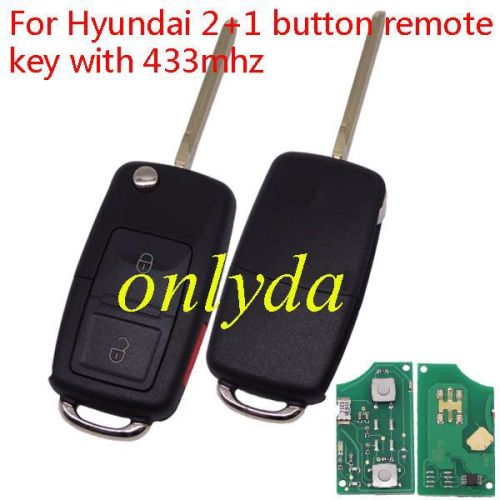 VW Style flip remote --hyun 2+1 button remote key with 433mhz TUCSON car (without chip)