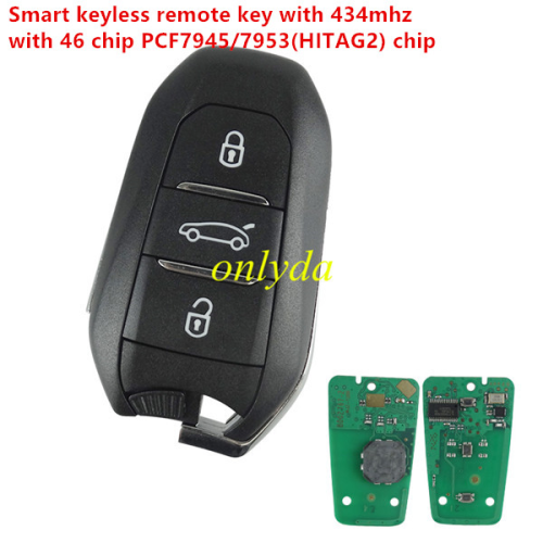 For Citroen smart KEYLESS remote key with 434mhz with 4A chip