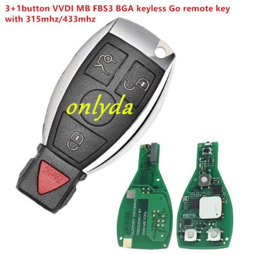 For Mercedes-Benz 3+1 button VVDI MB FBS3 BGA KeylessGo key 315MHZ/434MHZ Benz W164 W166 W204 W207 W212 W221