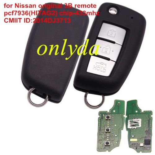 For Nissan OEM 3B remote 433mhz pcf7936(HITAG2) chip CMIIT ID:2014DJ3713
