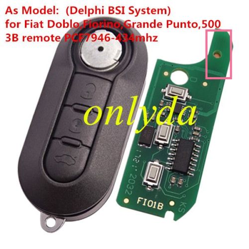 For As Model: (Delphi BSI System) Fiat 3B remote key PCF7946-434MHZ