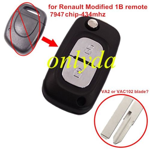 For Renault Modified 1 button remote key7947 chip-434mhz