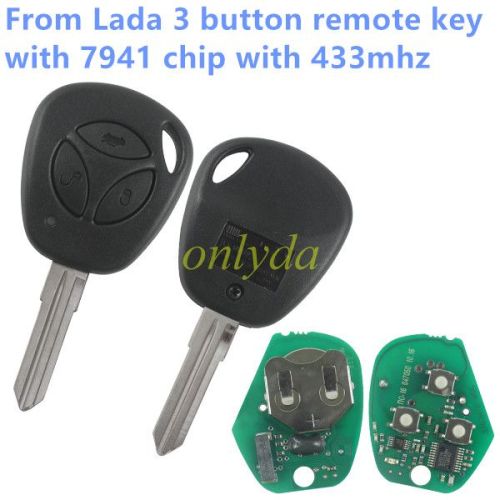 Lada 3 button remote key with 7941 chip with 433mhz