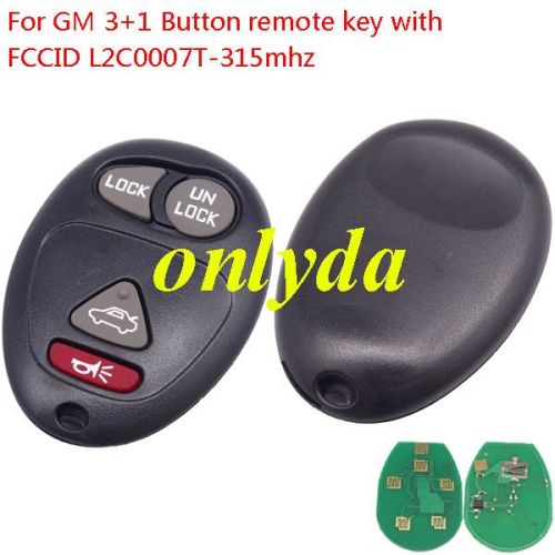 For Buick 3+1 Button remote key with FCCID L2C0007T-315mhz