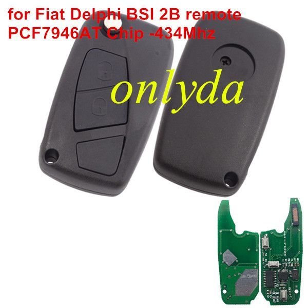 For Fiat Delphi BSI 2 button remote key With PCF7946AT Chip and 433.92Mhz Transponder: ID46 – PCF7946 Philips Crypto 2 / Hitag2 (black)