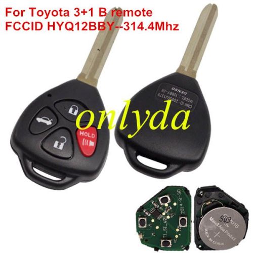 For Toyota 3+1 button remote key with FCCID HYQ12BBY--314.4Mhz