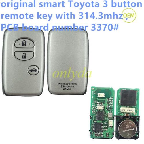 For OEM smart Toyota 3 button remote key with 314.3mhz ,PCB board number 3370#