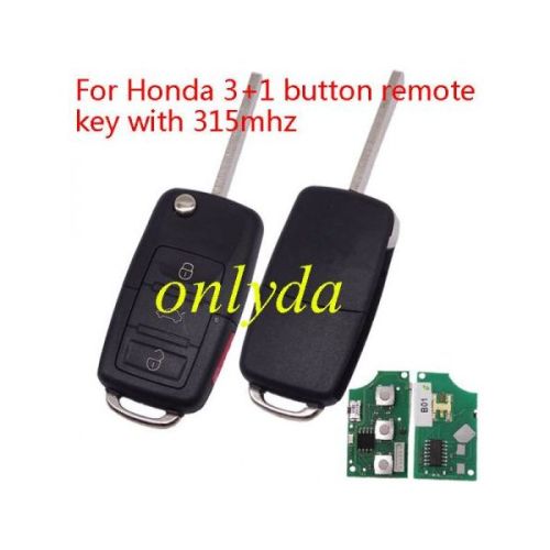 Honda 3+1 button remote key with 315MHZ
