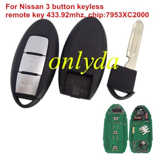 For Nissan 2 button remote key with 433.92mhz