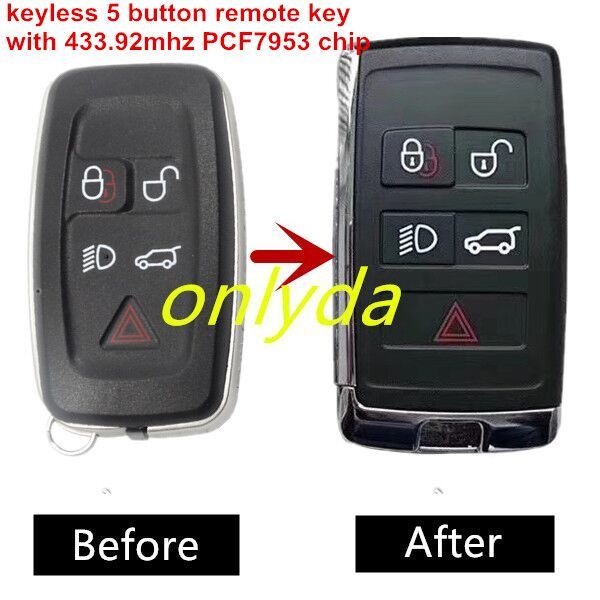 For keyless 5 button remote key with 433.92mhz PCF 7953 chip