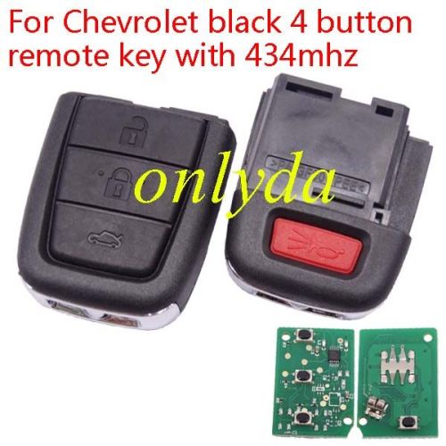 For Chevrolet black 3+1 button remote key with 434mhz