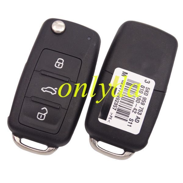 For VW 3 button remote key with 315 mhz Model Number is 5KO 959 753AD /5KO-837 -202AF VW ID48 can bus