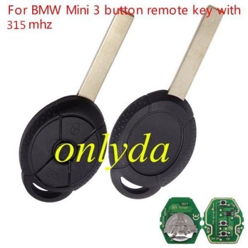For BMW Mini Cooper 3 button remote key with 315mhz/434mhz