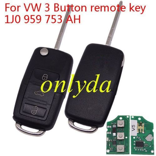 For VW 3 Button remote key 1J0 959 753 AH with 433mhz