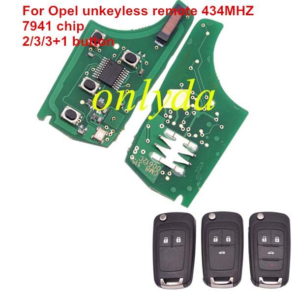 For Opel unkeyless remote 434MHZ -7941 chip, 2;3;3+1button key please choose the key shell