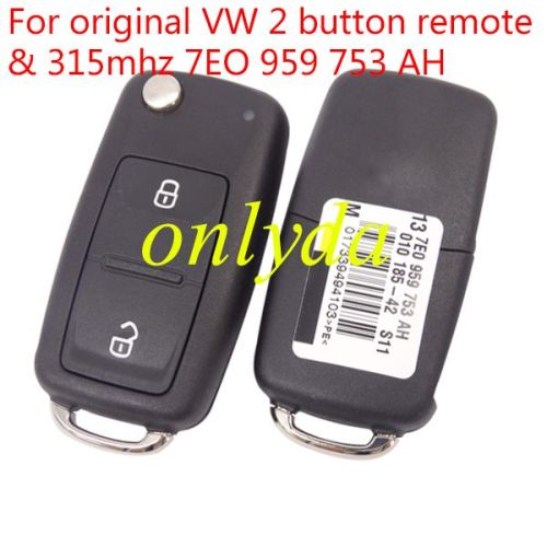 For OEM VW 2 button remote key with 315mhz with ID48 chip 7EO 959 753 AH