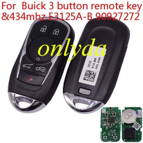 For OEM Buick 5 button remote key with 434mhz E3125A-B 90927272 RF43F 5144AQ1-1 62K APHH G4 chip