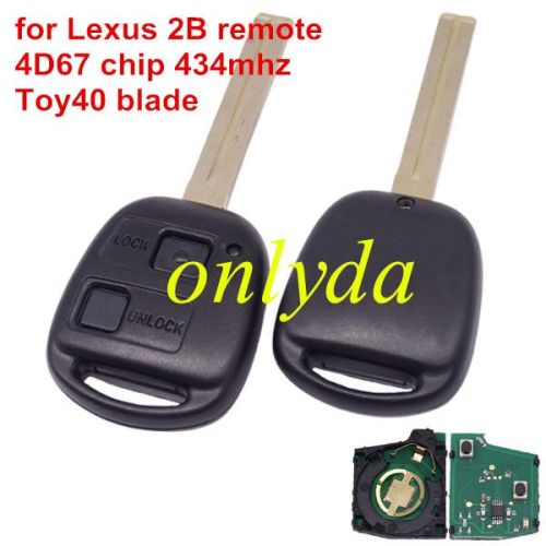 For Lexus 2 button remote key with 4D67 chip with 315mhz/433mhz use for Toyota land cruiser prado