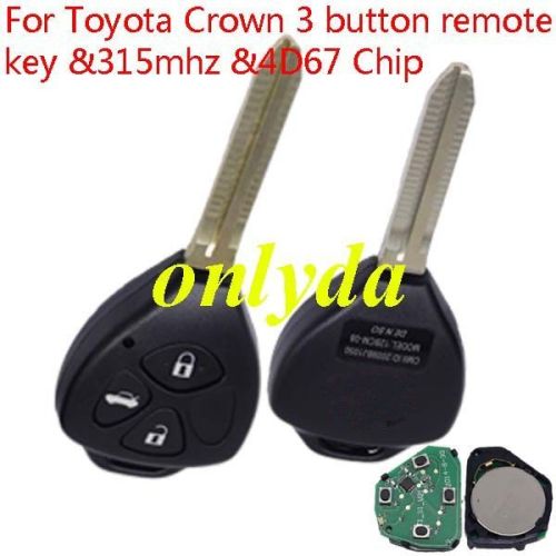 For Toyota Crown 3 button remote key with 315mhz with 4D67 Chip