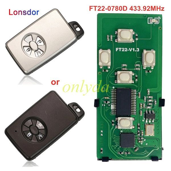 Lonsdor FT22-0780D / S0780D 433.92MHz 3 Buttons Smart Remote Car Key For Subaru / Toyota Alphard 2006-2016 4D Replacement PCB Board,can use KH100 machine to adjust the model and frequency