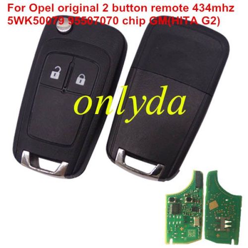 For Opel-R11AOEM Opel OEM 2 button remote key with 434mhz 5WK50079 95507070 chip GM(HITA G2) chip（round logo place on the back）