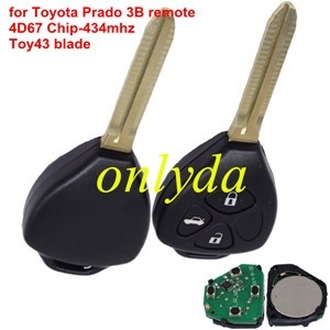 For Toyota Prado 3 button remote with 434mhz with 4D67 Chip