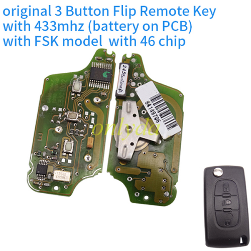 For OEM Citroen 3 Button Flip Remote Key with 434mhz (battery on PCB) with FSK model with 46 chip with VA2 and HU83 blade , please choose the key shell