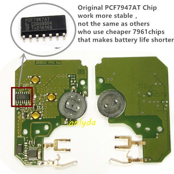 For Renault:Megane II,Scenic II,3 button card pcf7947-433mhz