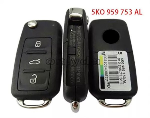 For OEM VW 3 button remote key with 434mhz Model Number is 5KO-959-753-AF