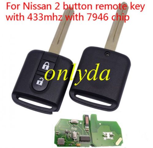 For Nissan 2 button remote key with 433mhz with 7946 chip with ASK model