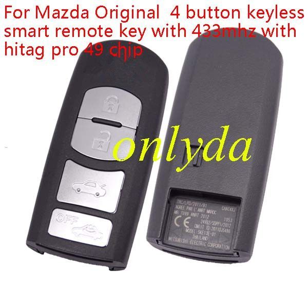 For Mazda 4 button keyless smart remote key with 433mhz with 7953PC chip. chip is locked, and is brand new.