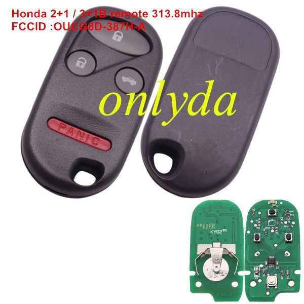 Honda 2+1 or 3+1 button remote with FCCID OUCG8D-387H-A,（313.8mhz）