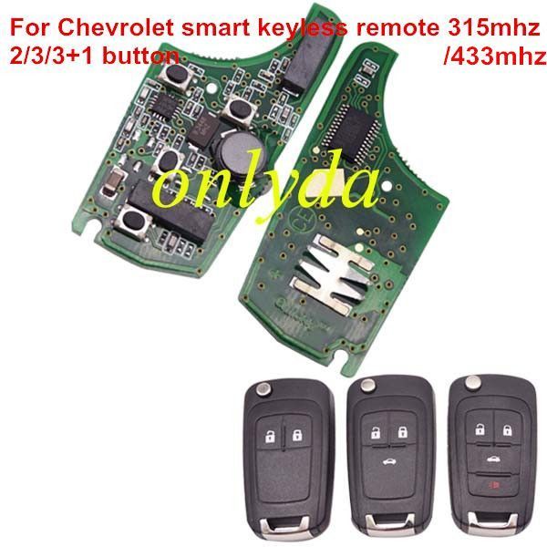 For Chevrolet smart keyless remote 7952 chip-433MHZ/315MHZ 2;3;3+1button, please choose the key shell