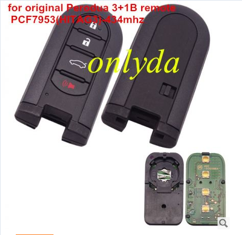 For OEM Perodua 3+1 button remote key with PCF7953(HITAG3)-434mhz use Malaysia car