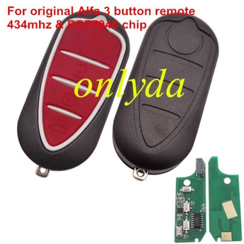 For (M.Marelli BSI System) Alfa ROMEO:Giulietta 3 button remote key PCF7946AT-434mhz key profile:SIP22 the PCB is OEM