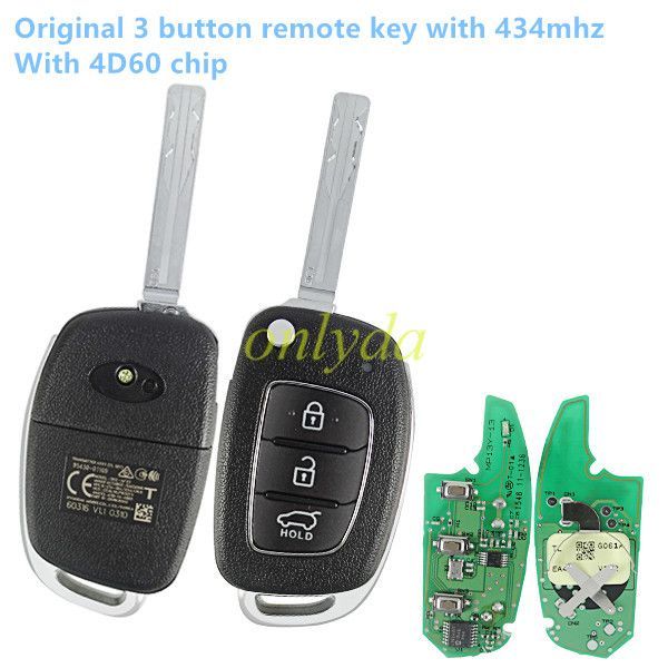For OEM 3 button remote key with 434mhz with 4D60 Chip ANATEL;4110-14-4902 CMITT ID;2014DJ5553 95430-D3100