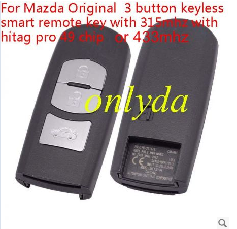 For Mazda 3button keyless remote key with 434mhz with hitag pro 49 chip MODEL: SKE13E-02