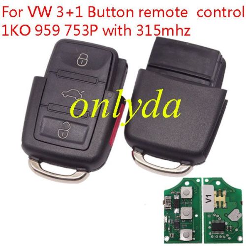 For VW 3+1 Button remote control 1KO 959 753P with 315mhz