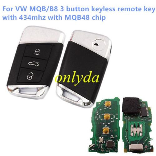 For VW MQB/B8 3 button keyless remote key with 434mhz with MQB48 chip