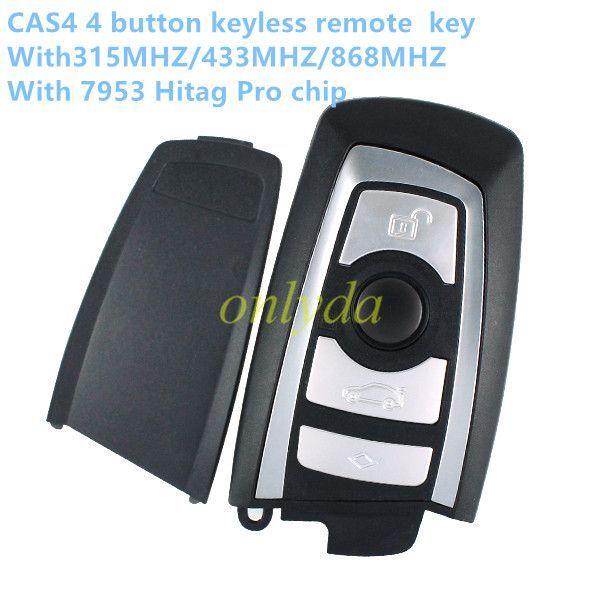 For BMW CAS4 4 button keyless remote key with 7945P/7953 Hitag Pro chip with 315mhz /434mhz/868mhz/you can choose