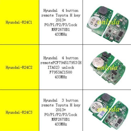 For 4 button remote Toy H key 2013+ P0/P1/P2/P3/lock MRF2678B1 with 433MHZ,please choose which one do you need ?