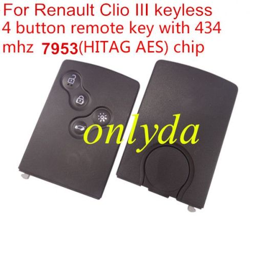 For OEM Clio IV 4 button keyless Remote PCF 7953 hitag AES chip
