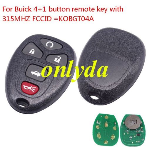 For Buick 4+1 button remote key with 315MHZ FCCID =KOBGT04A